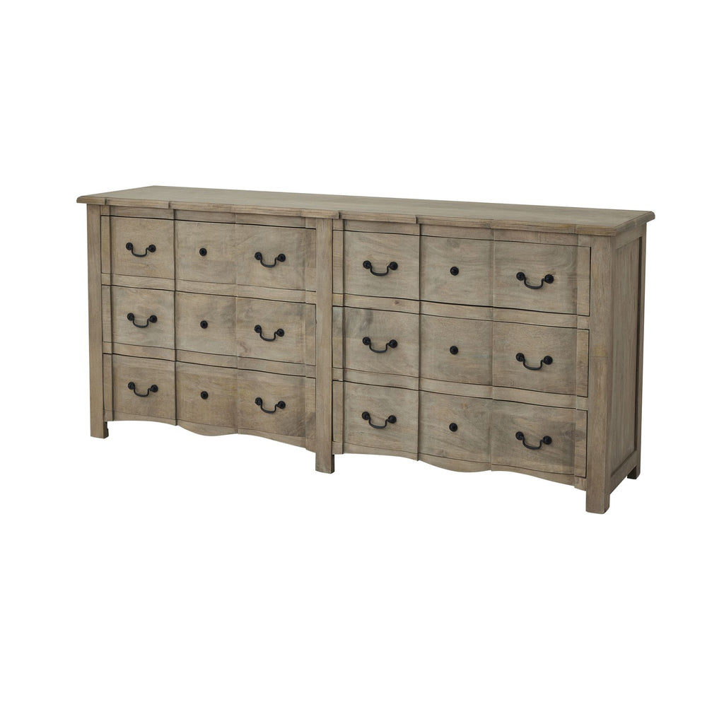 Shades 4 Seasons 6 Drawer Chest - Rustic Oak & Metal Handles BROWN WOOD Shades 4 Seasons