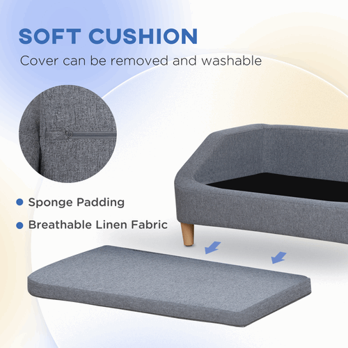 PawHut Modern Grey Dog Sofa - Washable Cover PawHut