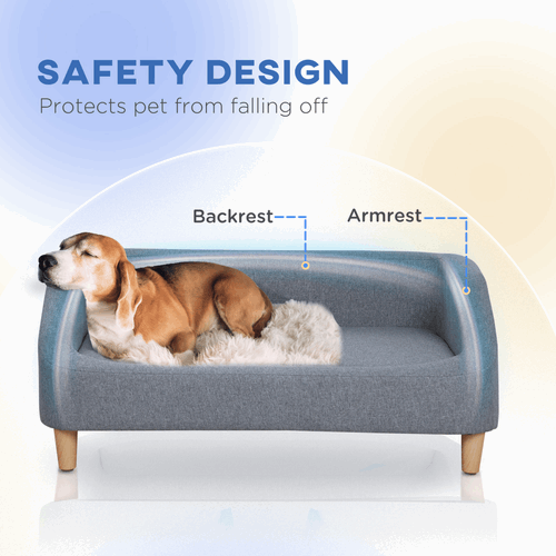 PawHut Modern Grey Dog Sofa - Washable Cover PawHut