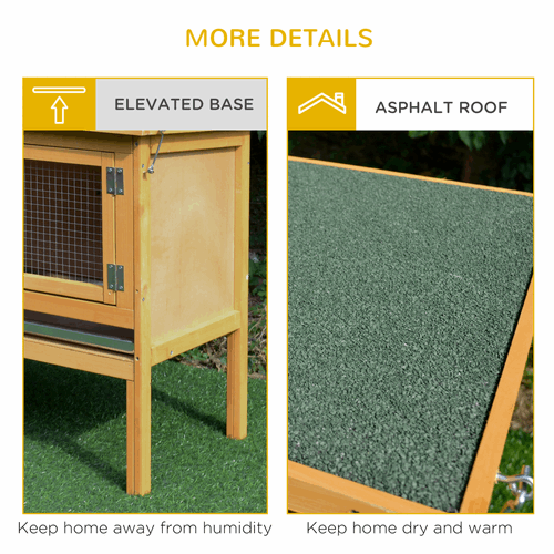 Wooden Rabbit Hutch Bunny Cage Outdoor Small Animal House With Hinged Top PawHut