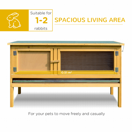 Wooden Rabbit Hutch Bunny Cage Outdoor Small Animal House With Hinged Top PawHut