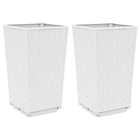 vidaXL Tall Rattan Effect Garden Planters - Weatherproof vidaXL