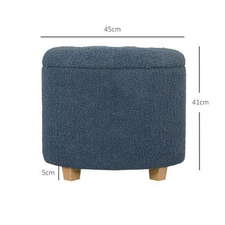 HOMCOM 45cm Round Ottoman with Storage, Lid, Cashmere Footstool HOMCOM