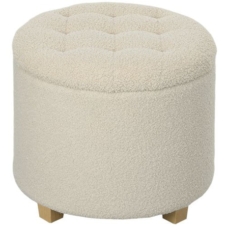 HOMCOM 45cm Round Ottoman with Storage, Lid, Cashmere Footstool HOMCOM
