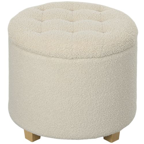 HOMCOM 45cm Round Ottoman with Storage, Lid, Cashmere Footstool HOMCOM