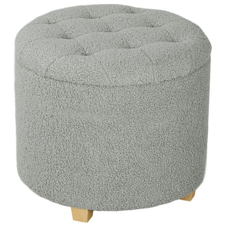 HOMCOM 45cm Round Ottoman with Storage, Lid, Cashmere Footstool HOMCOM