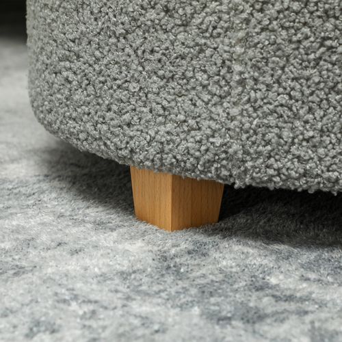 HOMCOM 45cm Round Ottoman with Storage, Lid, Cashmere Footstool HOMCOM
