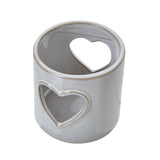 White Ceramic Heart Cut-Out Tealight Holder Shades 4 Seasons