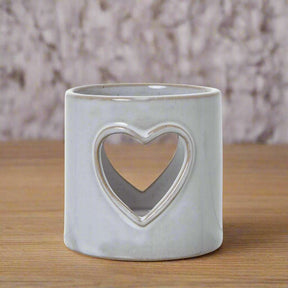 White Ceramic Heart Cut-Out Tealight Holder WHITE CERAMIC Shades 4 Seasons