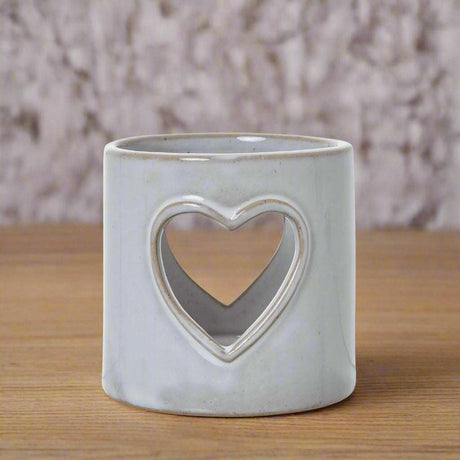 White Ceramic Heart Cut-Out Tealight Holder WHITE CERAMIC Shades 4 Seasons
