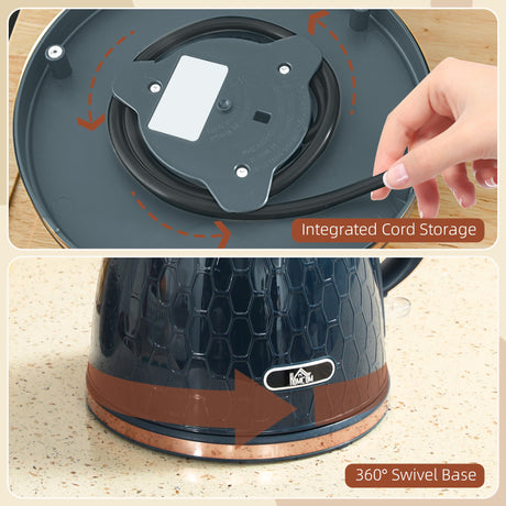 Close-up of the integrated cord storage and 360 degree swivel base of the Honeycomb Kettle