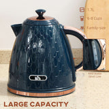 Wise Galleria Honeycomb Kettle in navy blue with a 1.7L capacity for 6-8 cups of tea