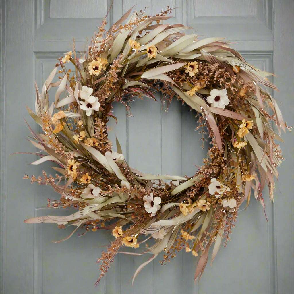 Shades 4 Seasons Amelie Wreath - Artificial Rustic Door Decor CREAM PLASTIC Shades 4 Seasons