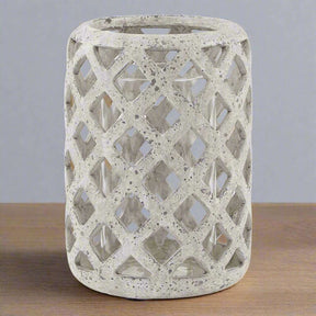 Grey Stone Effect Hurricane Lantern GREY CERAMIC Shades 4 Seasons