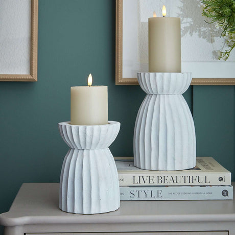 Elegant Hurricane Lantern Candle Holders in White, perfect for stylish home decor