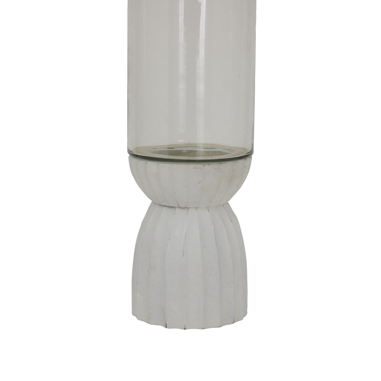 White decorative Hurricane Lantern with a textured base for stylish candle displays