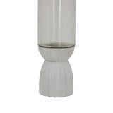 White decorative Hurricane Lantern with a textured base for stylish candle displays