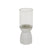 Elegant Hurricane Lantern with a clear glass body and textured white base for stylish decor