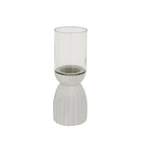 Shades 4 Seasons Hurricane Lantern with a textured white base and clear glass top for elegant decoration