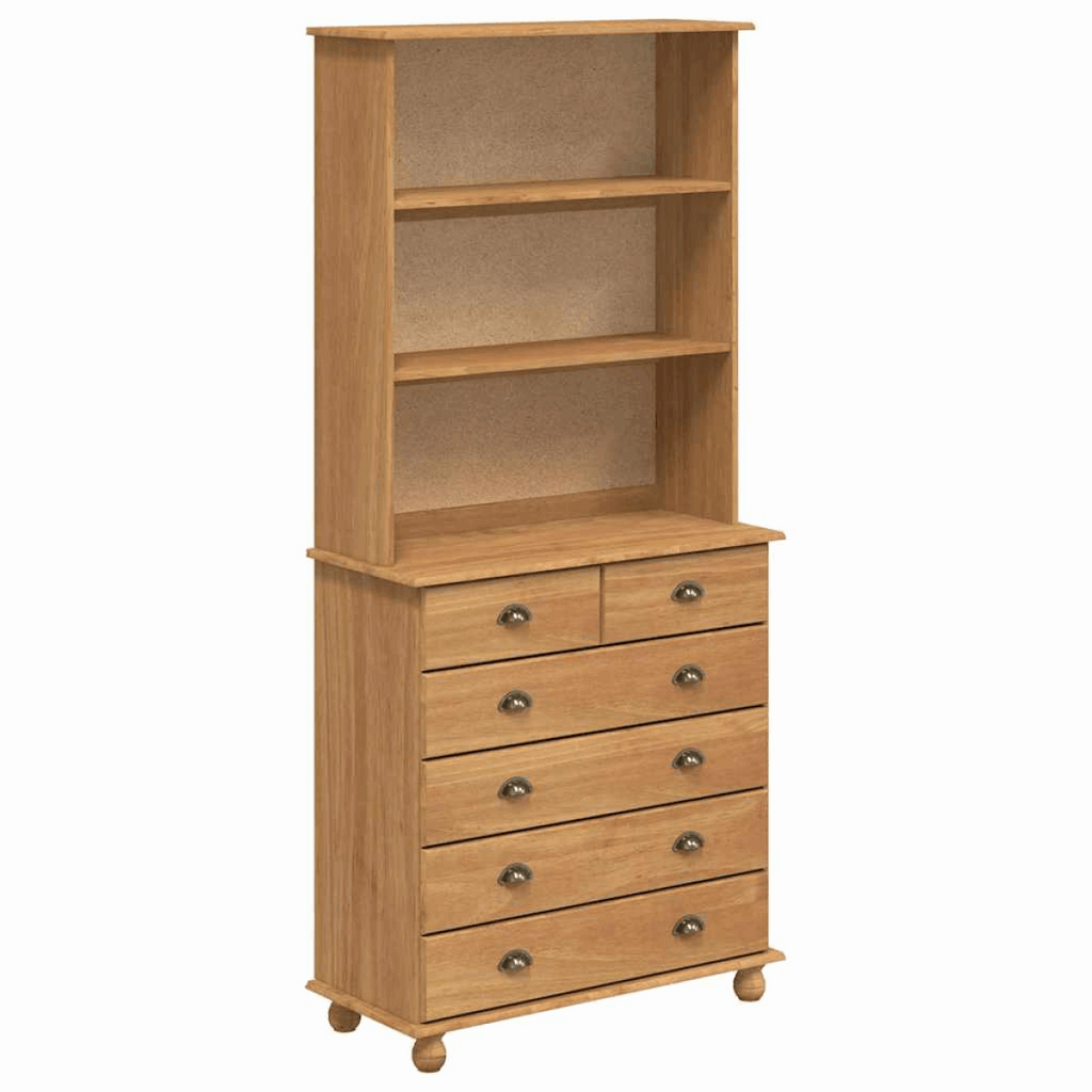 vidaXL Hutch with Drawer Brown 91 x 40 x 200.5 cm Solid Pine wood vidaXL