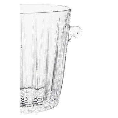 Orsina elegant glass Ice Bucket with ribbed design and stylish handle for chilling beverages