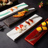 Stylish Ichi Dishes in assorted colours showcasing sushi and tempura for elegant dining