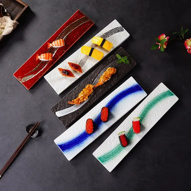 Set of Ichi Dishes in multiple colours designed for serving sushi and appetisers beautifully