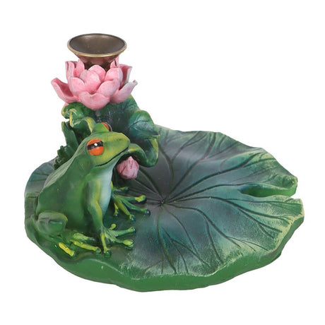 Frog and Lotus Flower Incense Burner Decor N/A