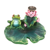 Frog and Lotus Flower Incense Burner Decor N/A