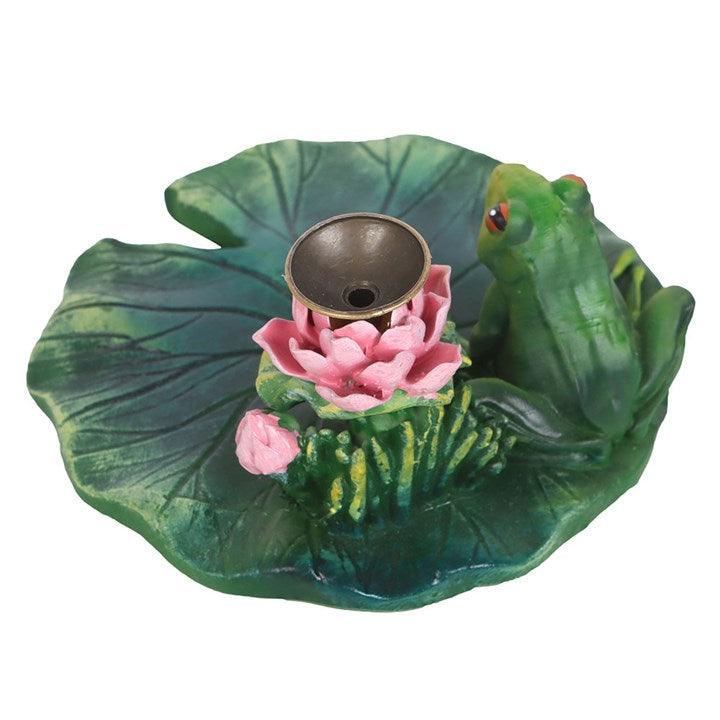 Frog and Lotus Flower Incense Burner Decor N/A