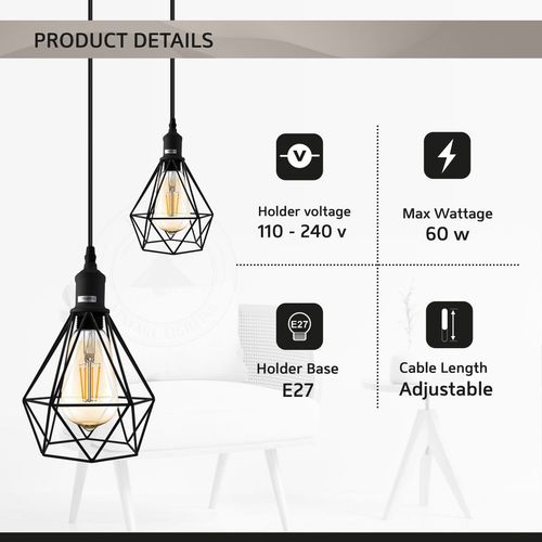Pendant Industrial Ceiling Light Fitting, Metal Open Style Vintage Lamp Shade Un-branded