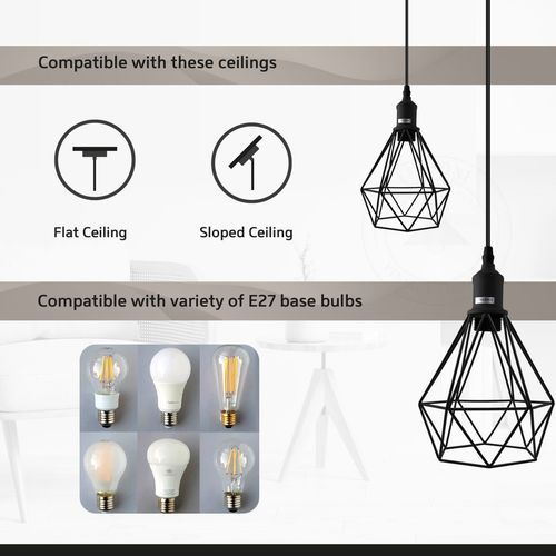 3 Head pendant Industrial Ceiling Light Fitting Metal Vintage Lamp Un-branded