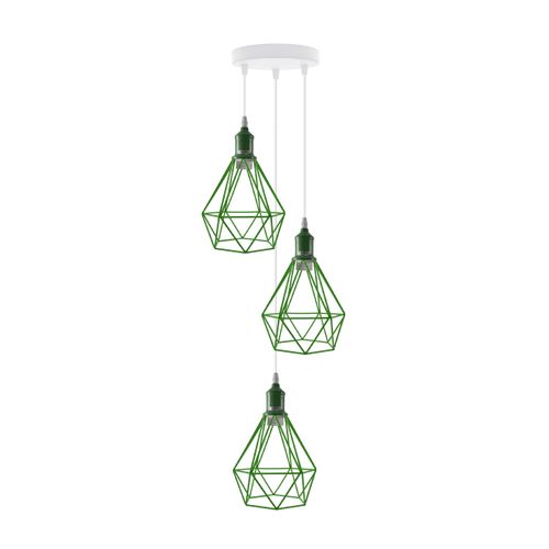 3 Head pendant Industrial Ceiling Light Fitting Metal Vintage Lamp Green without bulb Un-branded
