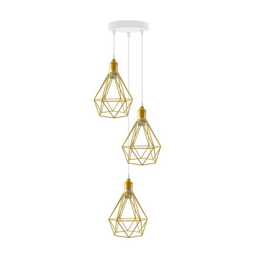 3 Head pendant Industrial Ceiling Light Fitting Metal Vintage Lamp Yellow without bulb Un-branded