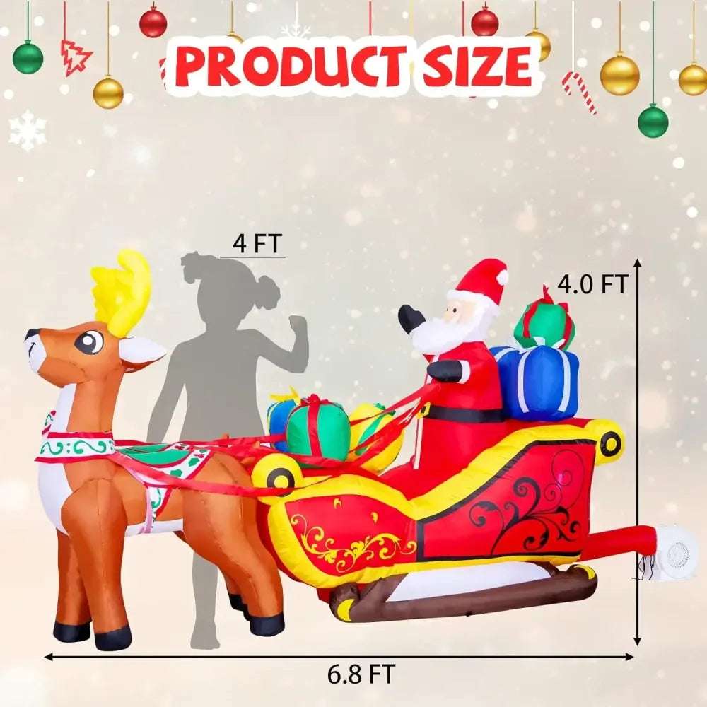 Santa Claus Riding Sled Inflatable Christmas Decor N/A