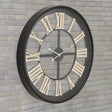 Black Framed Skeleton Clock With White Roman Numerals WHITE GLASS Shades 4 Seasons