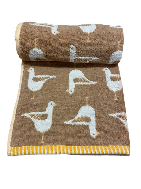 Seagull Turkish Cotton Jacquard Towel Beige Bath Sheet Bellissimo Home