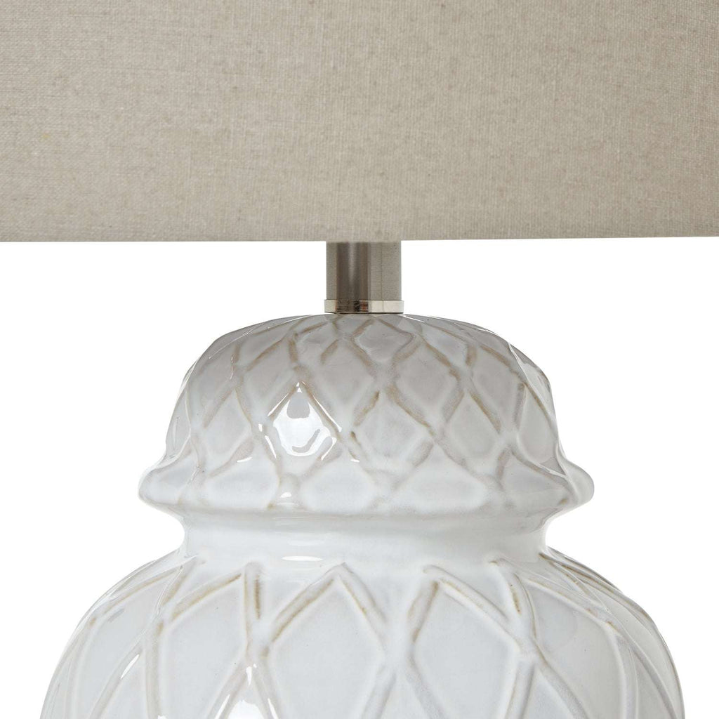 White Ceramic Ginger Jar Lamp With Linen Shade Shades 4 Seasons
