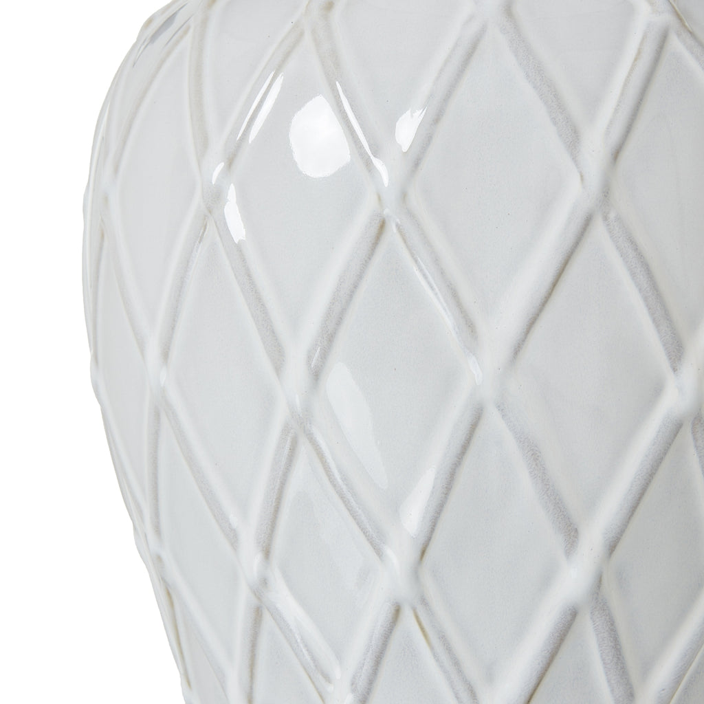 White Ceramic Ginger Jar Lamp With Linen Shade Shades 4 Seasons
