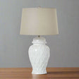 White Ceramic Ginger Jar Lamp With Linen Shade WHITE CERAMIC Shades 4 Seasons