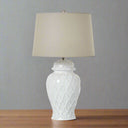 White Ceramic Ginger Jar Lamp With Linen Shade WHITE CERAMIC Shades 4 Seasons