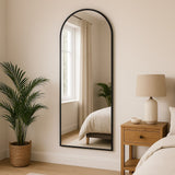 Jobu Home Arched Mirror in Black Frame, Ideal for Modern Bedroom Decor
