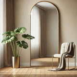 Stylish Jobu Home Arched Mirror with a sleek design, complementing a modern living space