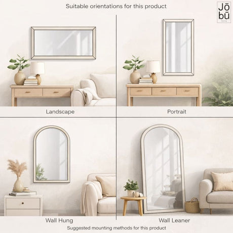 Versatile Jobu Home Oval Mirror suitable for wall hanging or leaning in various orientations