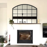 Jobu Home Black Window Mirror with an Arched Top for Elegant Home Decor Above a Fireplace