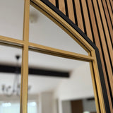 Jobu Home Stylish Window Mirror with Gold Frame and Arch Design for Elegant Interiors