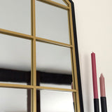 Jobu Home Window Mirror with a stylish gold frame, perfect for enhancing any room decor