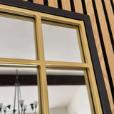 Jobu Home Window Mirror with elegant gold frame, perfect for enhancing modern home decor