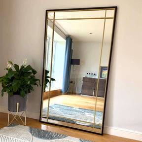 Jobu Home Window Mirror with Elegant Gold Frame for Brightening Any Room