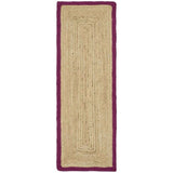 Jute Rug with Purple Border, Ideal for Adding Natural Texture to Any Space